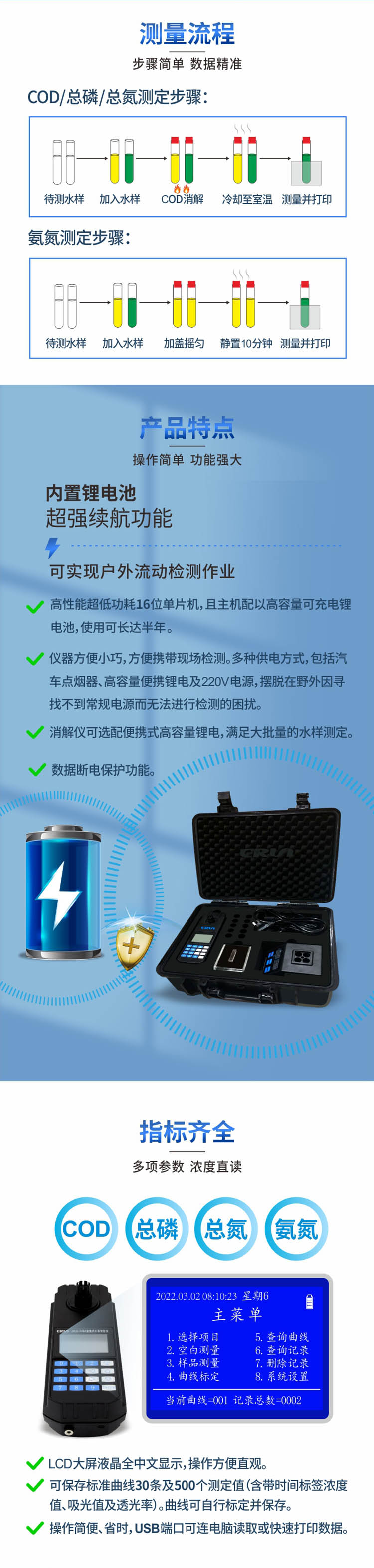 便攜式多參數(shù)COD、氨氮、總磷、總氮水質(zhì)測(cè)定儀